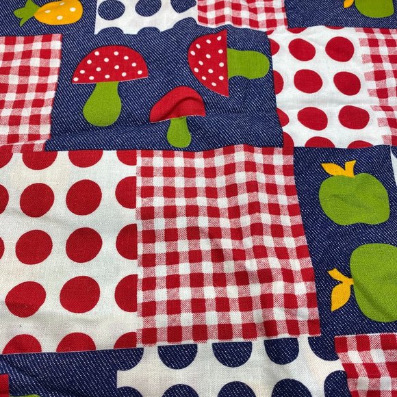 Color Block Mushroom Polkadot Vintage Fabric